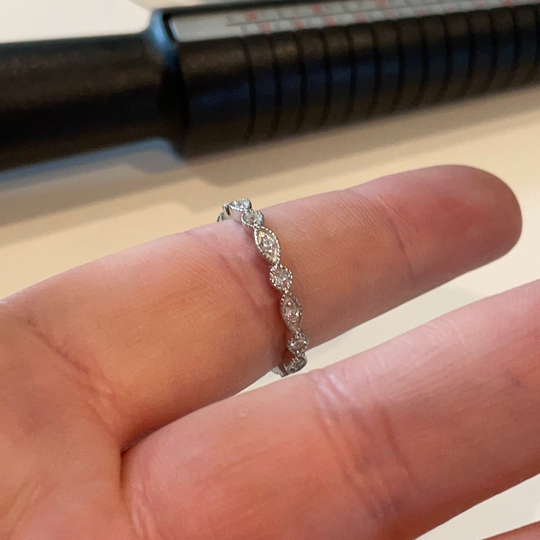 Sterling Silver Cz Pave Band of Circle and Oval Band Ring Size 56