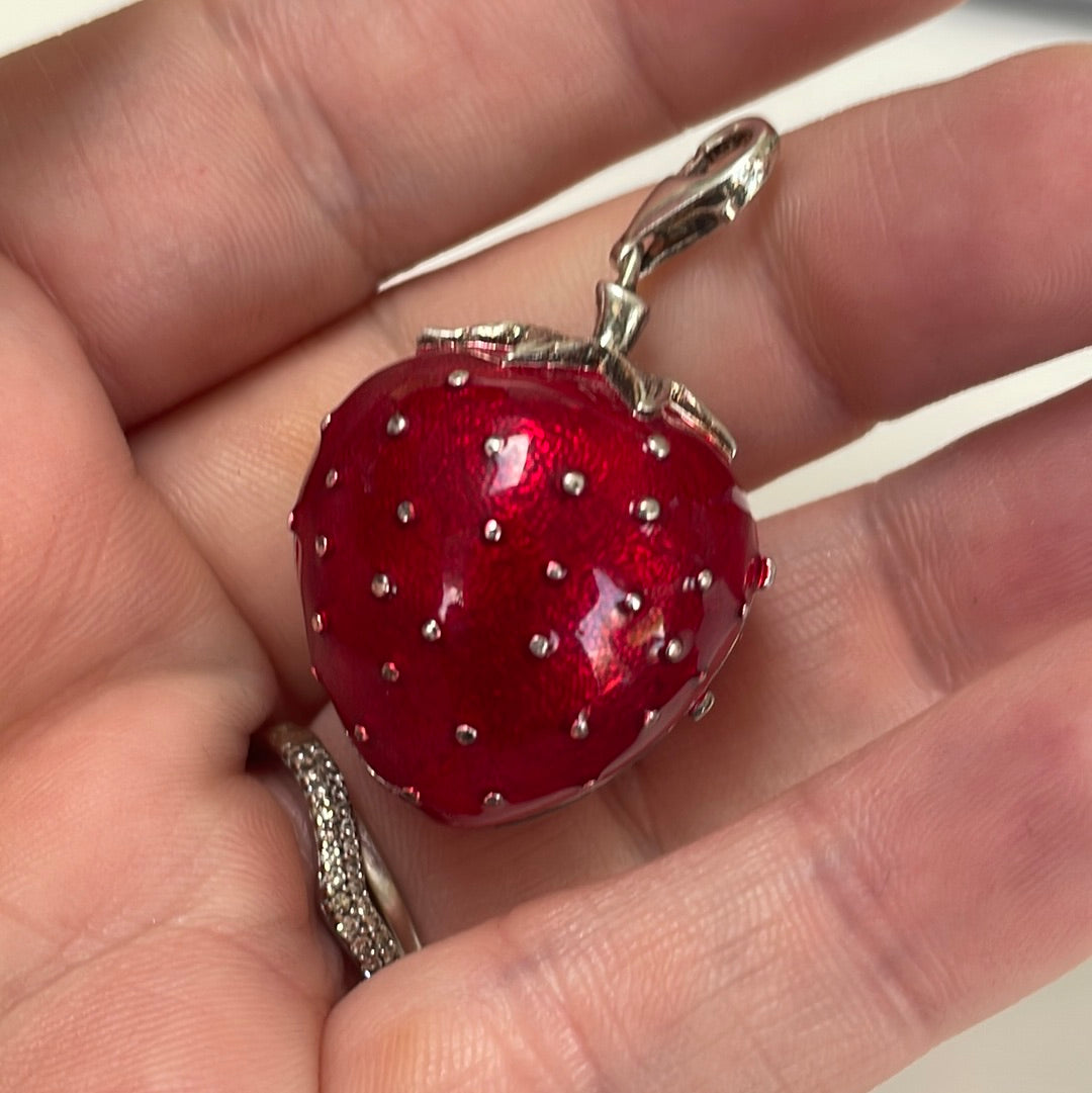 Genuine Thomas Sabo Red Enamel Sweet Strawberry Summer Locket RARE