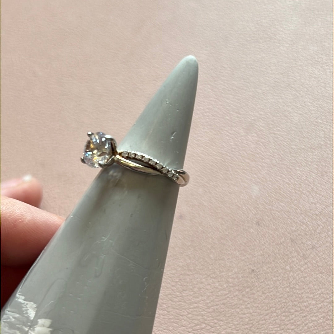 Sterling Silver CZ Cross Over Pave Ring Size 52