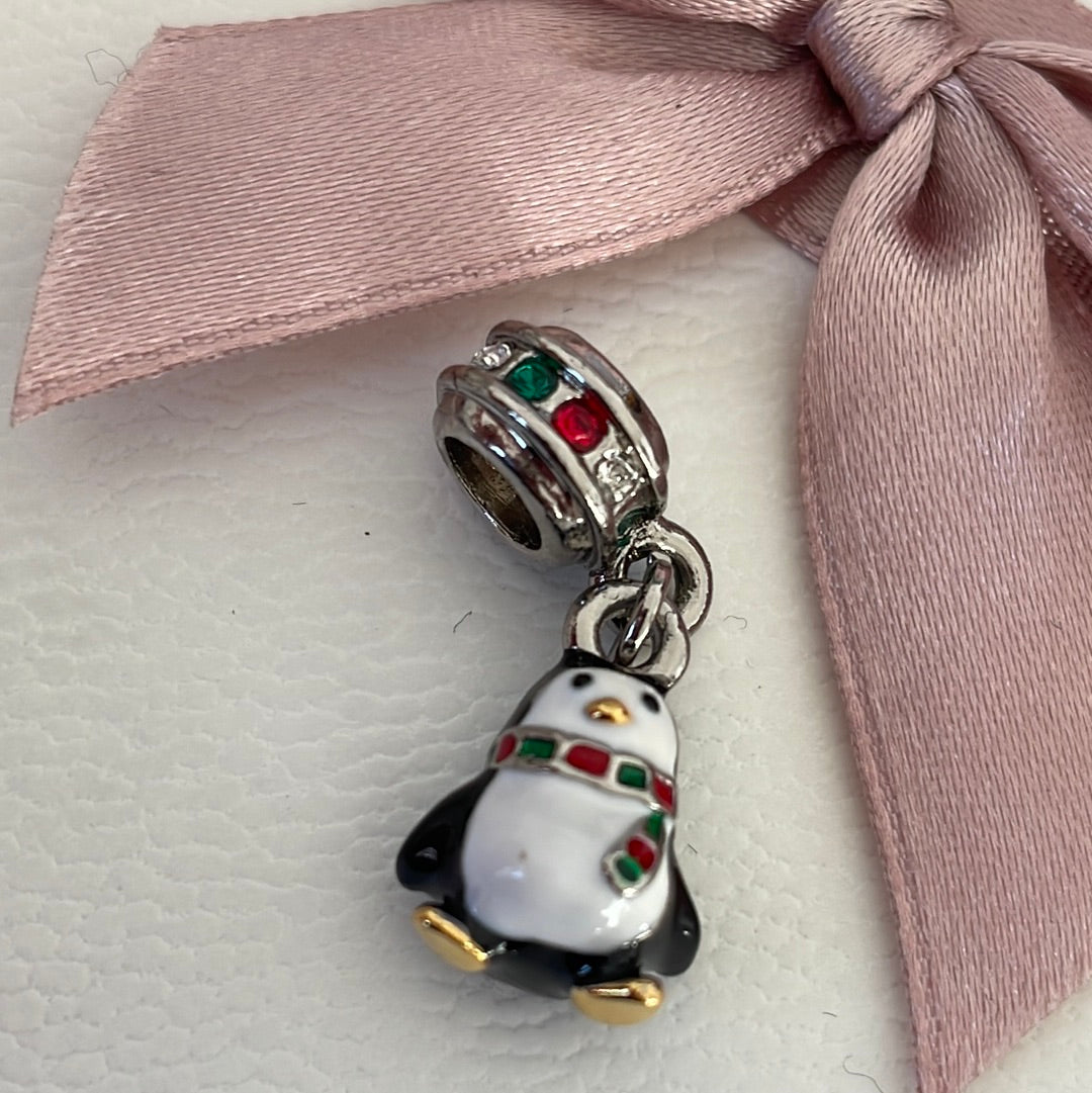 Christmas Penguin Enamel With Dangle Charm