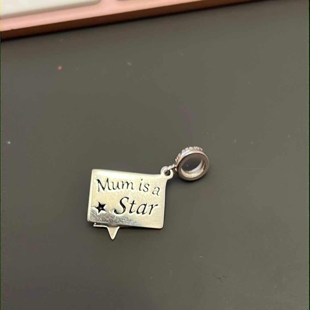 Genuine Chamilia Mum is a Star Dangle Charm