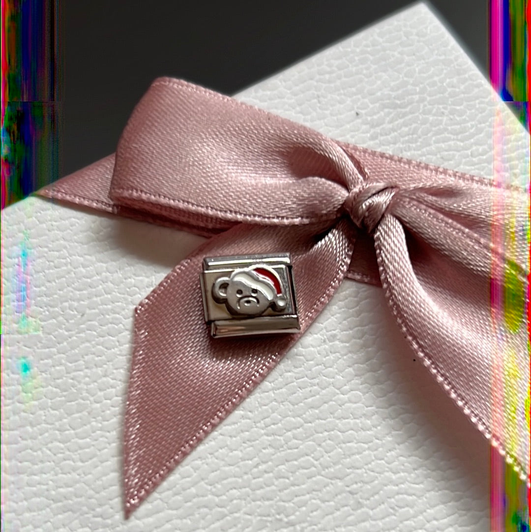 Genuine Nomination Silver Link Charm Christmas Enamel Santa Bear