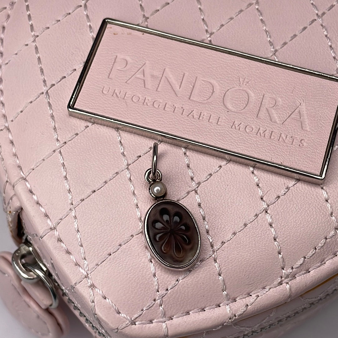 Genuine Pandora RARE and Beautiful White Pearl Mother of Pearl Smoked Quartz Pendant Charm