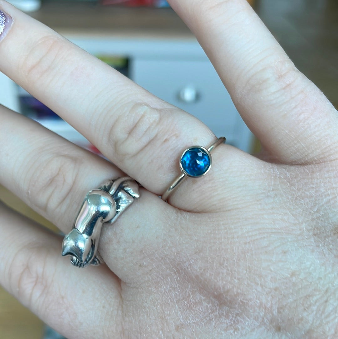 Genuine Pandora Sea Blue 54 Birthstone Ring