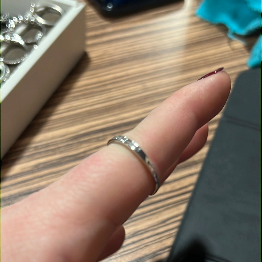 Sterling Silver CZ Line Ring Size 60