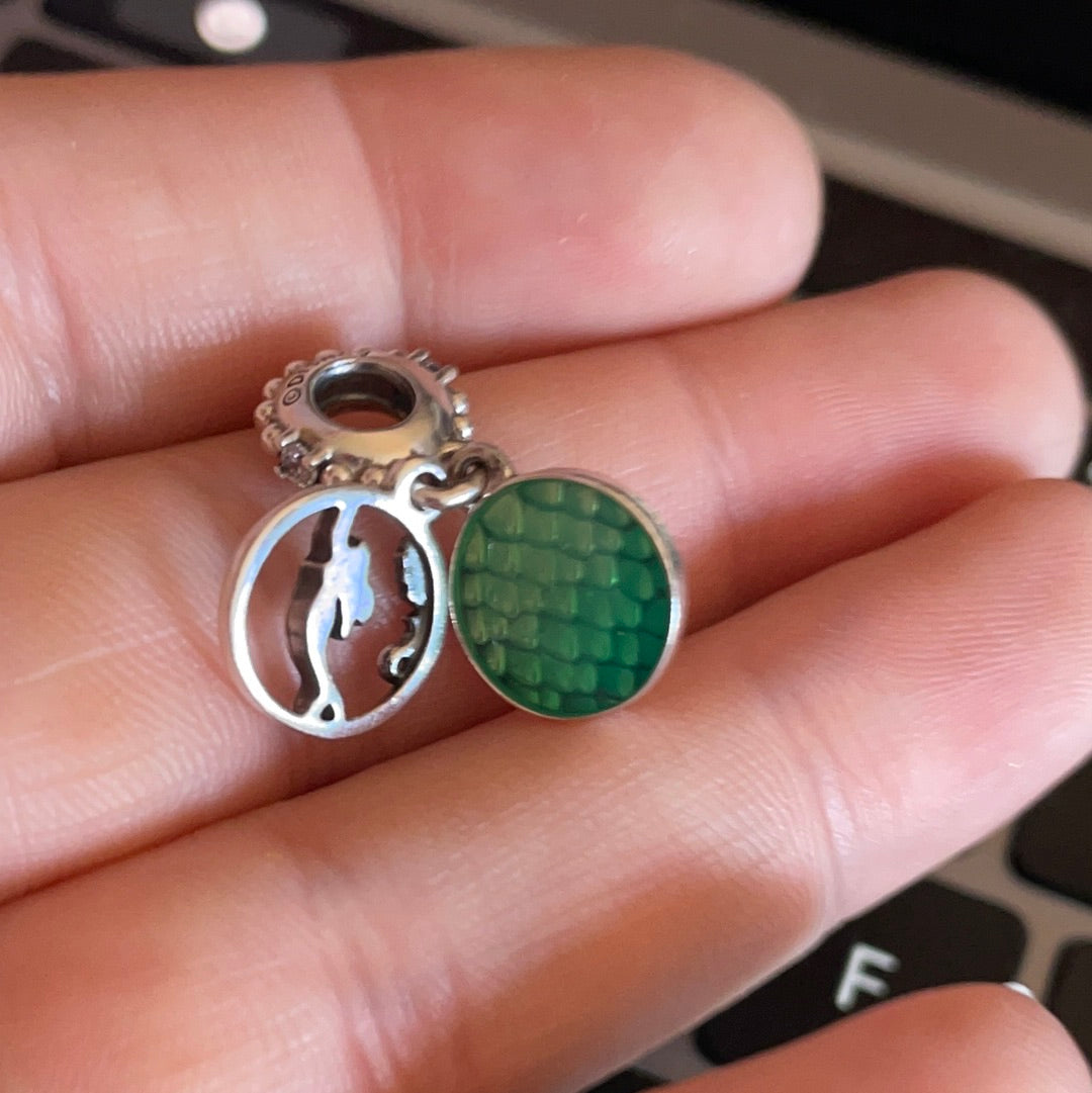 Genuine Pandora Little Mermaid Green Enamel 'Part of your world' Dangle Charm