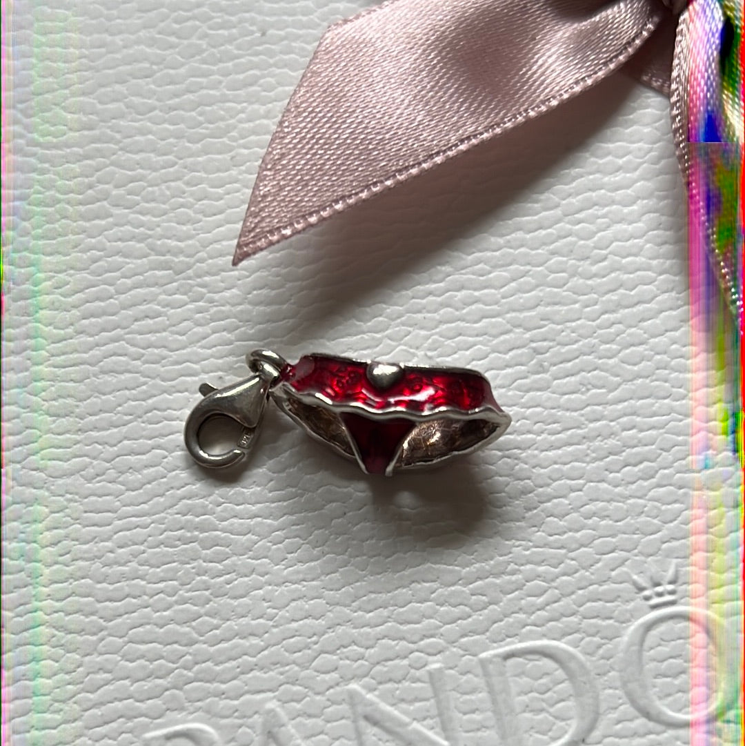Genuine Thomas Sabo Sterling Silver Enamel Dangle Charm Red Bikini Bottoms