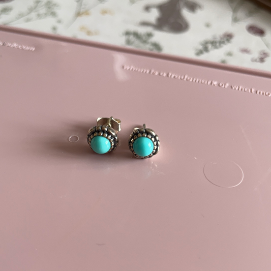 Genuine Pandora Teal Turquoise Birthstone Earrings