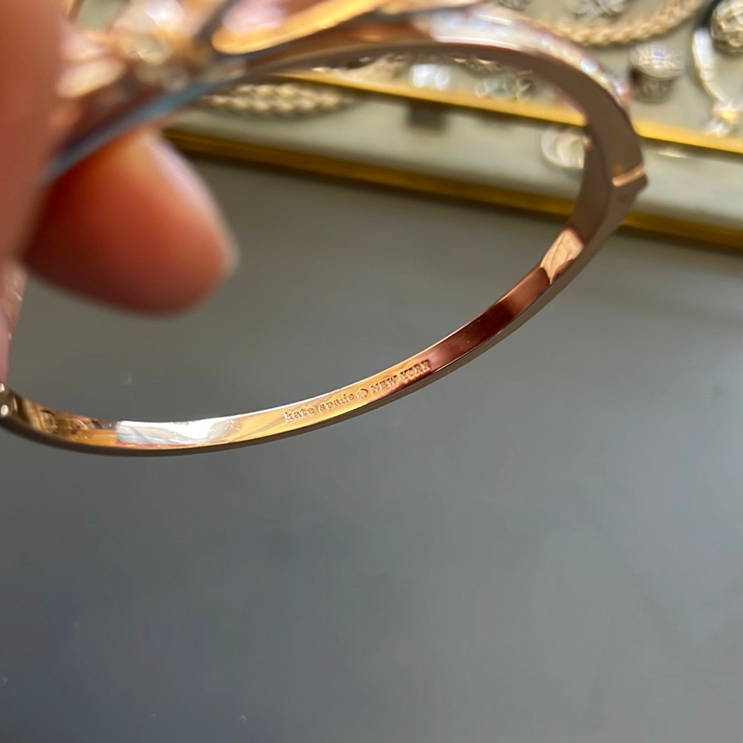 Genuine Kate Spade Beautiful Pave Rose Gold Hinged Bangle Size 18cm