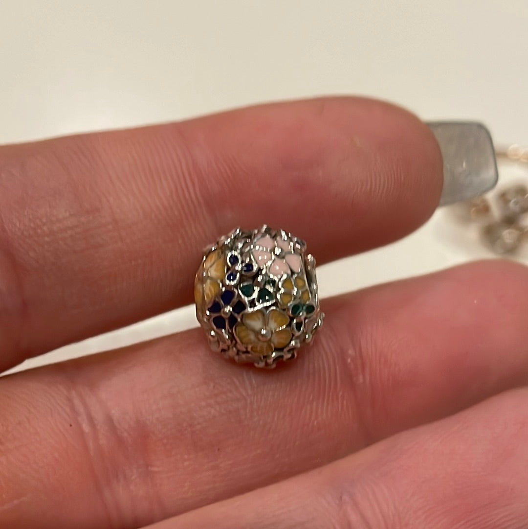 Genuine Pandora Enamel Flower Classic Flower Arrangement Charm Colourful