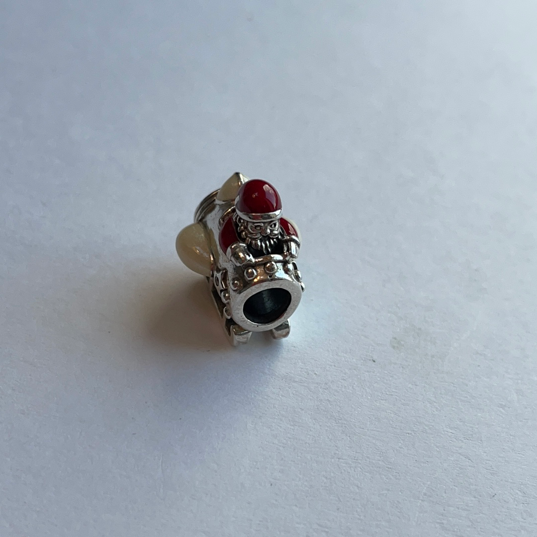 Genuine Pandora Christmas Enamel Santa in a Rocket Ship