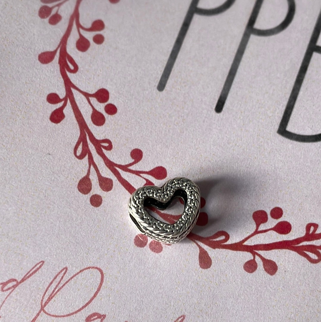 Genuine Pandora Pave Snake Chain Heart Charm