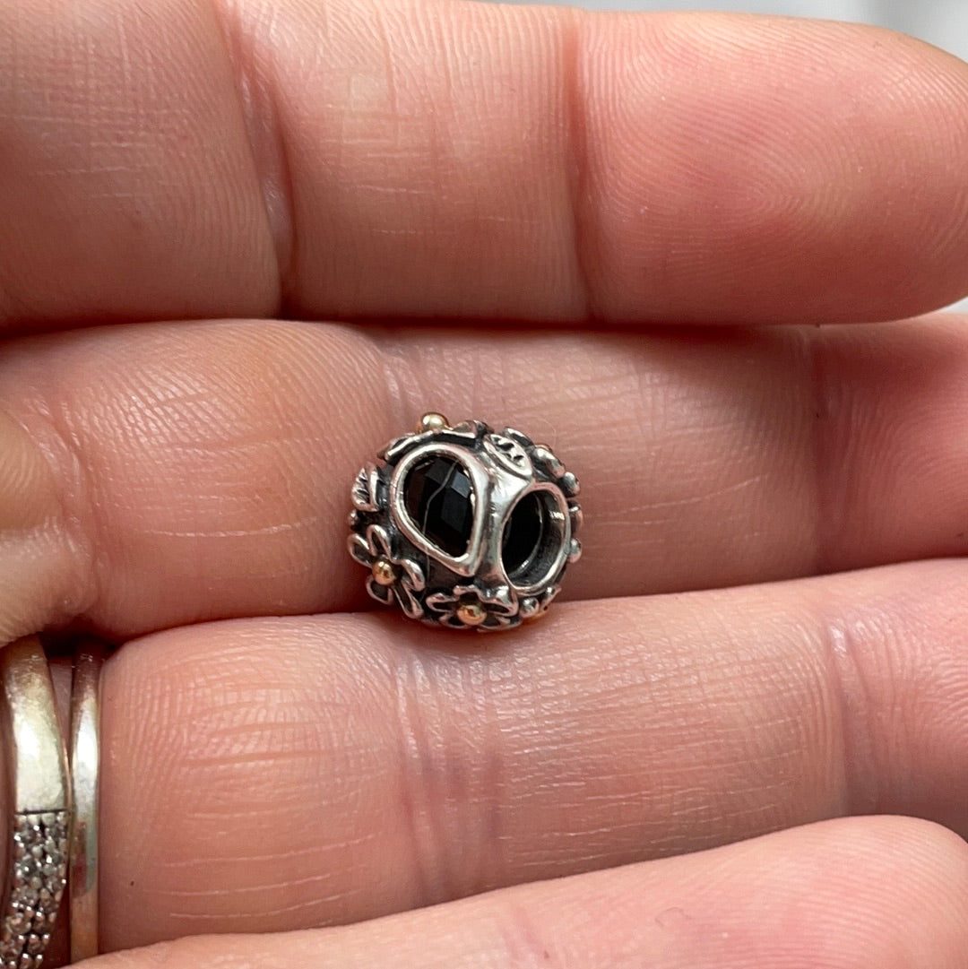 Genuine Pandora Black Onyx Charm Dew Drop RARE HTF