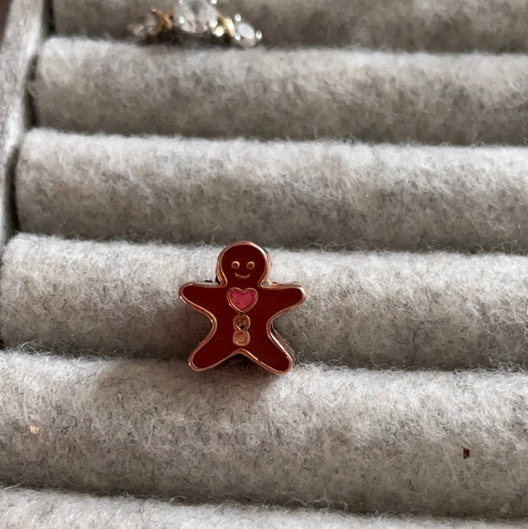 Rose Gold Gingerbread Man Christmas Charm Enamel
