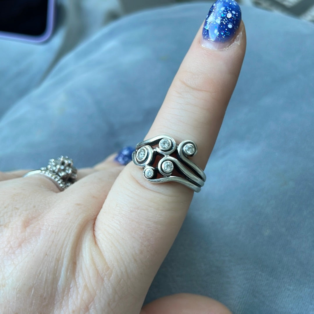 Genuine Pandora Retired HTF RARE Ocean Waves Clear CZ Ring 54