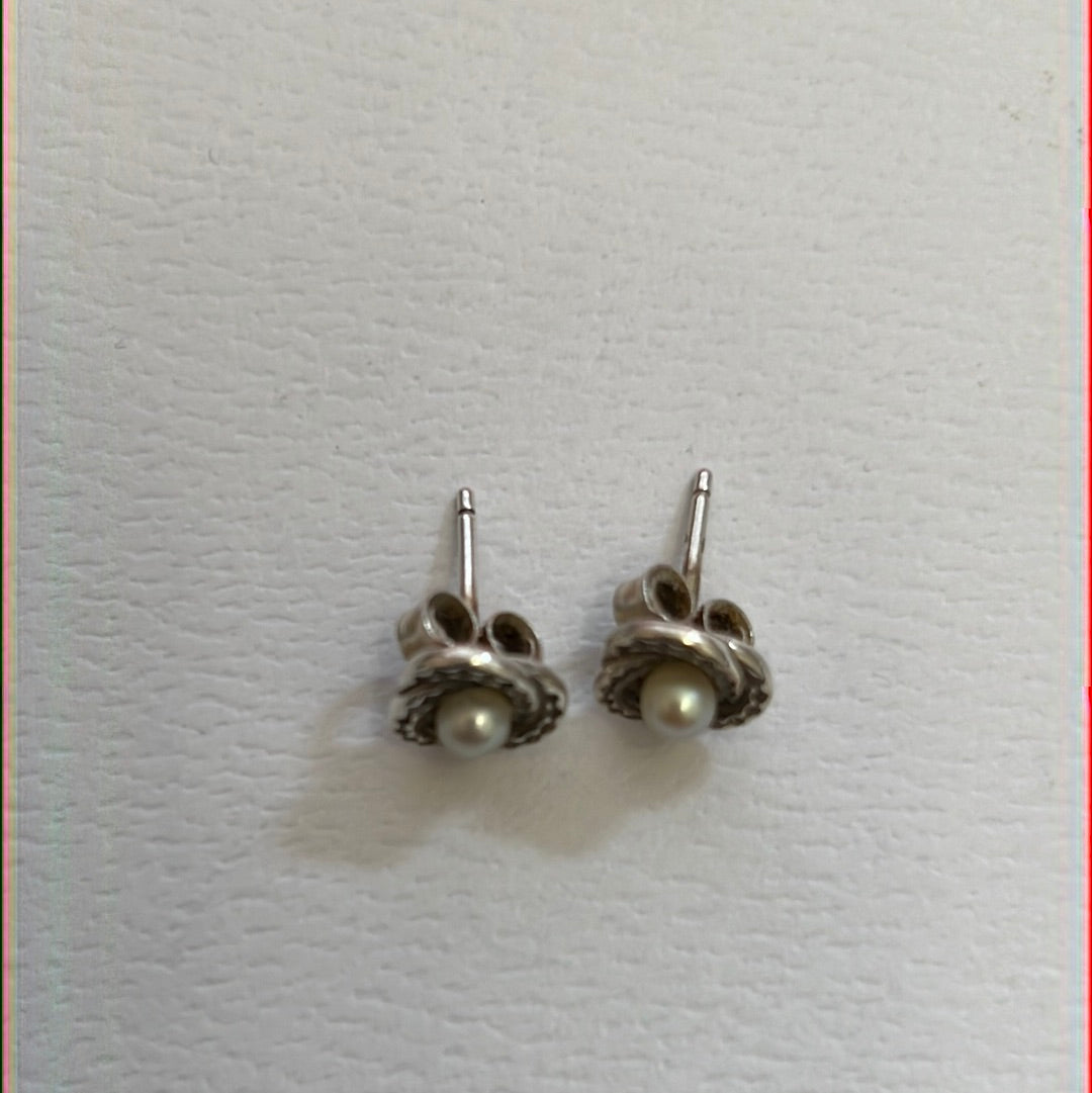 Genuine Pandora Shimmering Pave Pearl Earrings