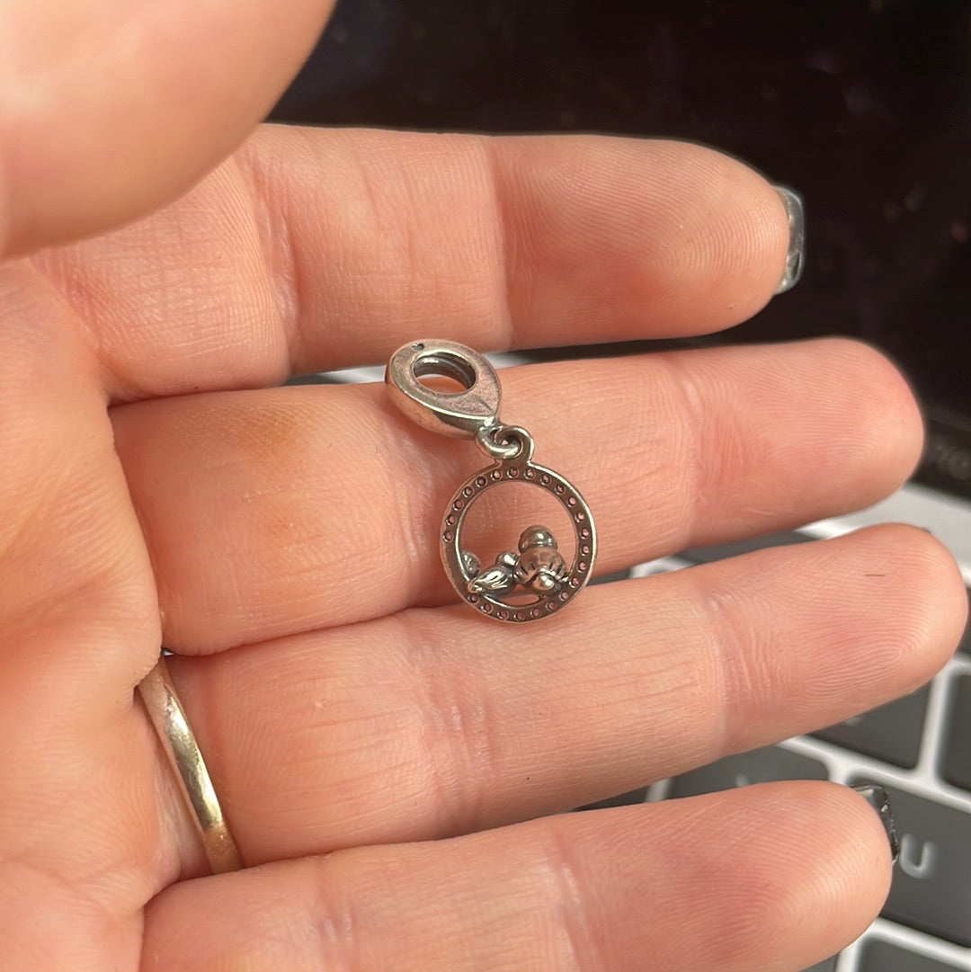Genuine Pandora Mother and Baby Bird Pave Dangle