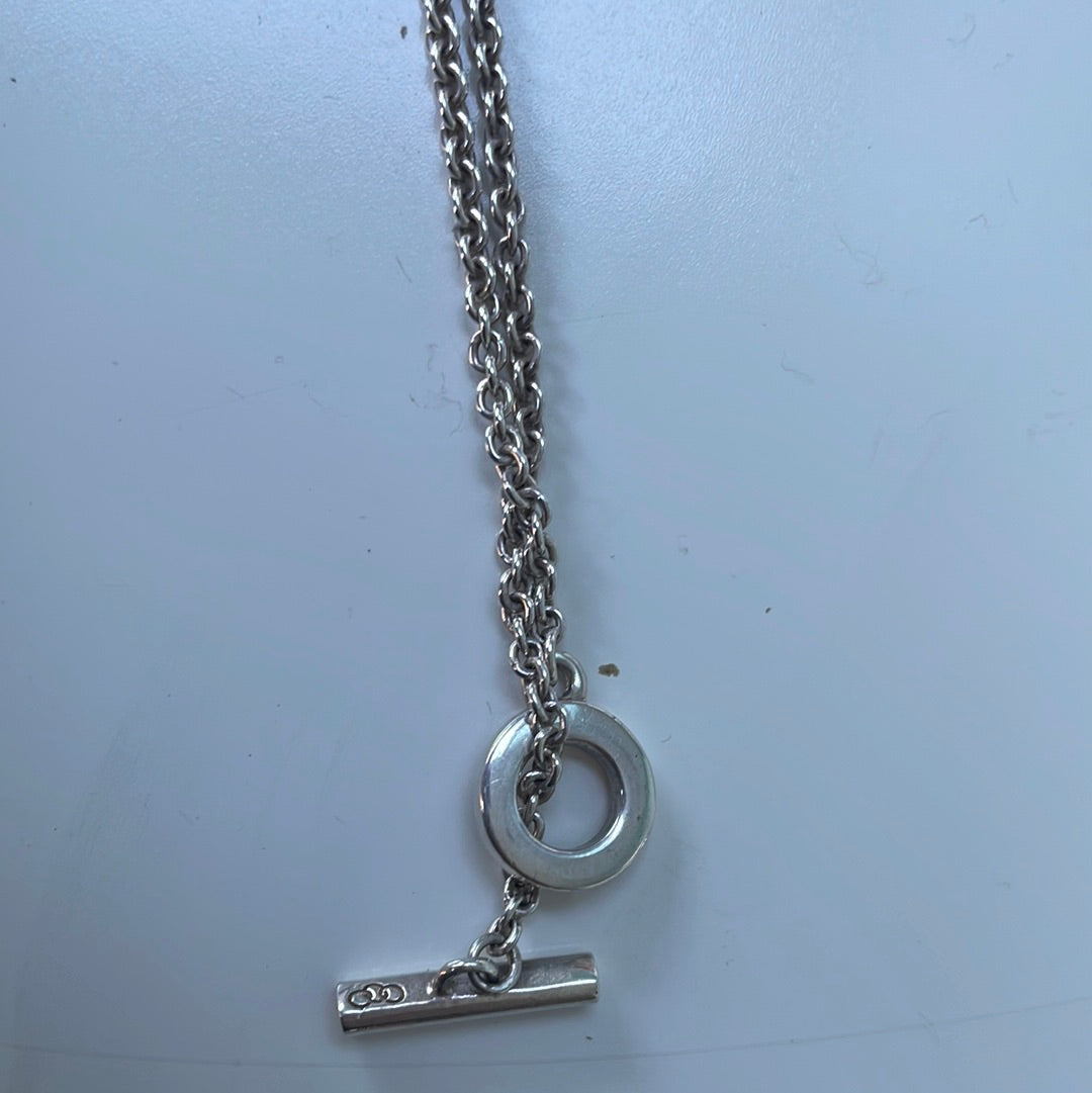 Genuine Links of London Sterling Silver T-Bar Necklace 40cm Short