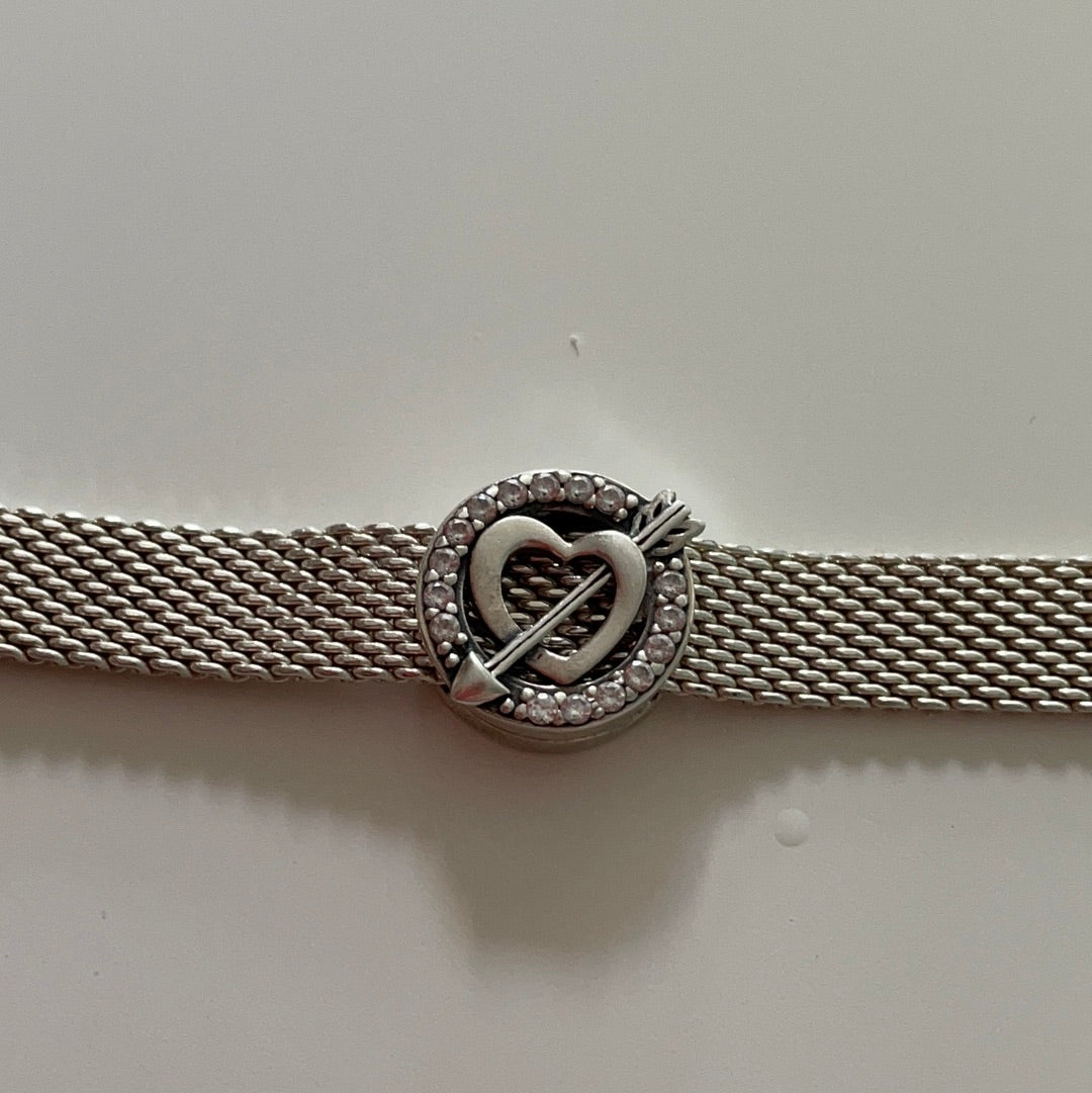 Genuine Pandora Sparkle Heart with Arrow CZ Reflexions Charm Clip