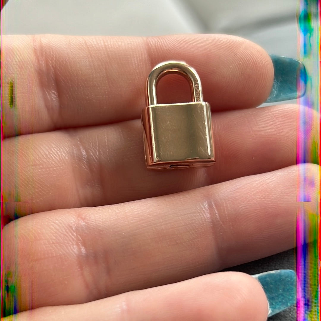 Genuine Pandora Rose Gold Dangle Padlock Heart Charm with Key