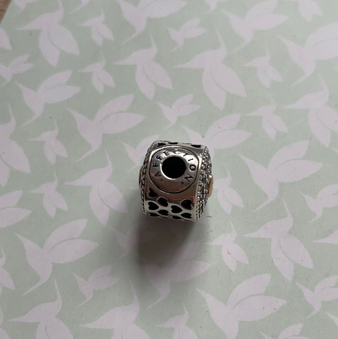 Genuine Pandora Essence Two Tone Heart Pave Affection Charm