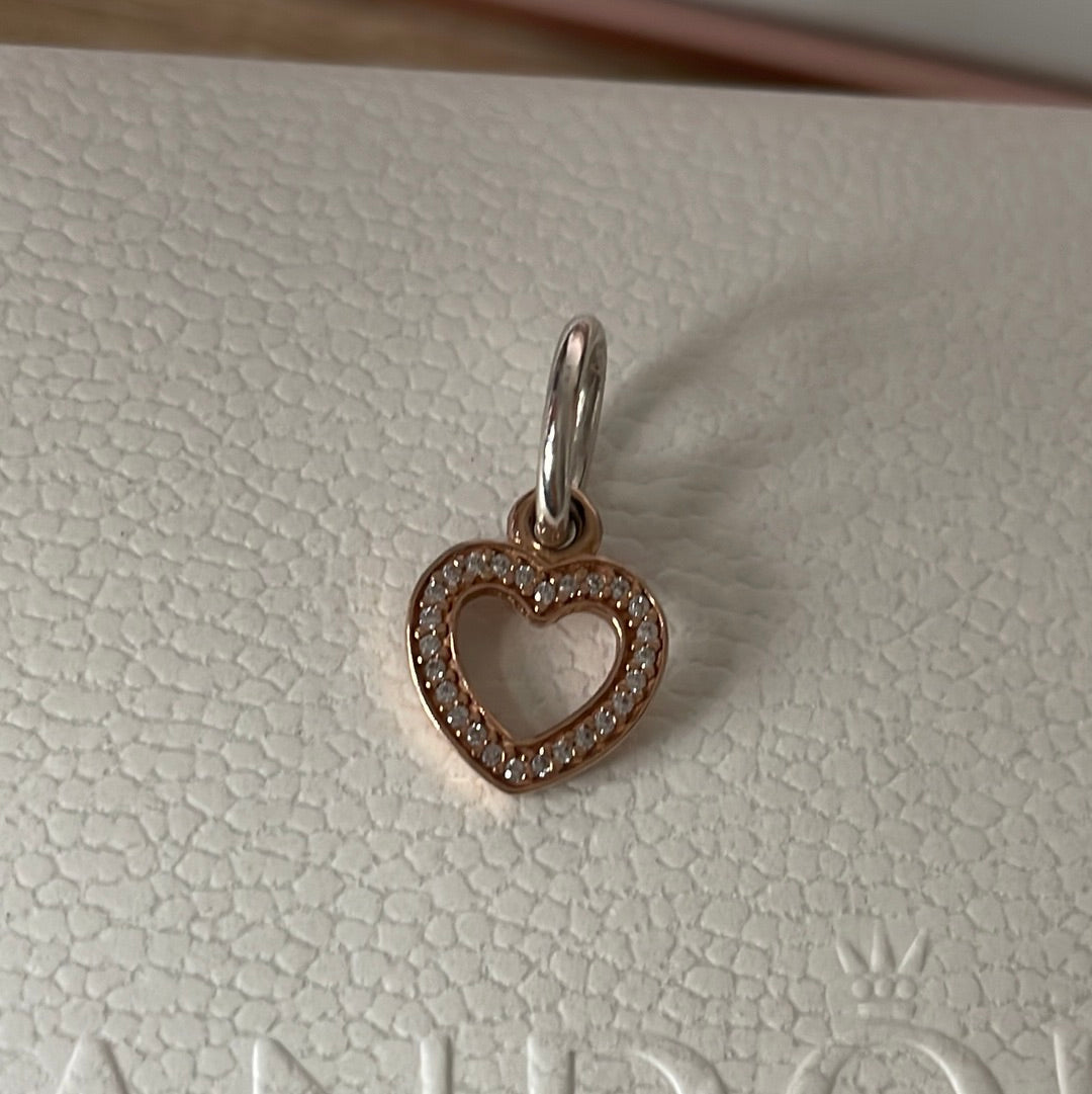 Genuine Pandora G585 Gold Pave Dangle Heart