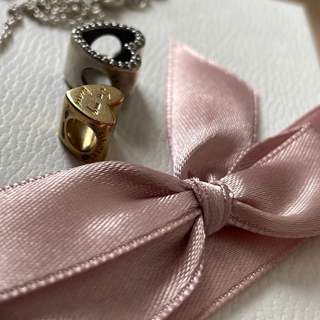 Genuine Pandora Two Tone Heart Pave with Removable Heart Charm 'in my heart'