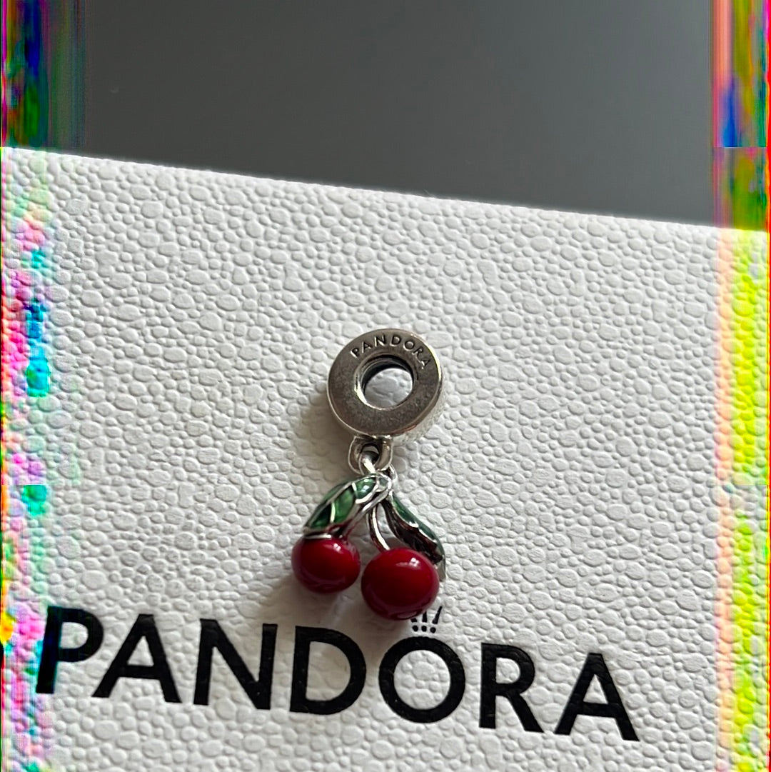 Genuine Pandora New Summer Dangle Enamel Cherry Dangle Charm
