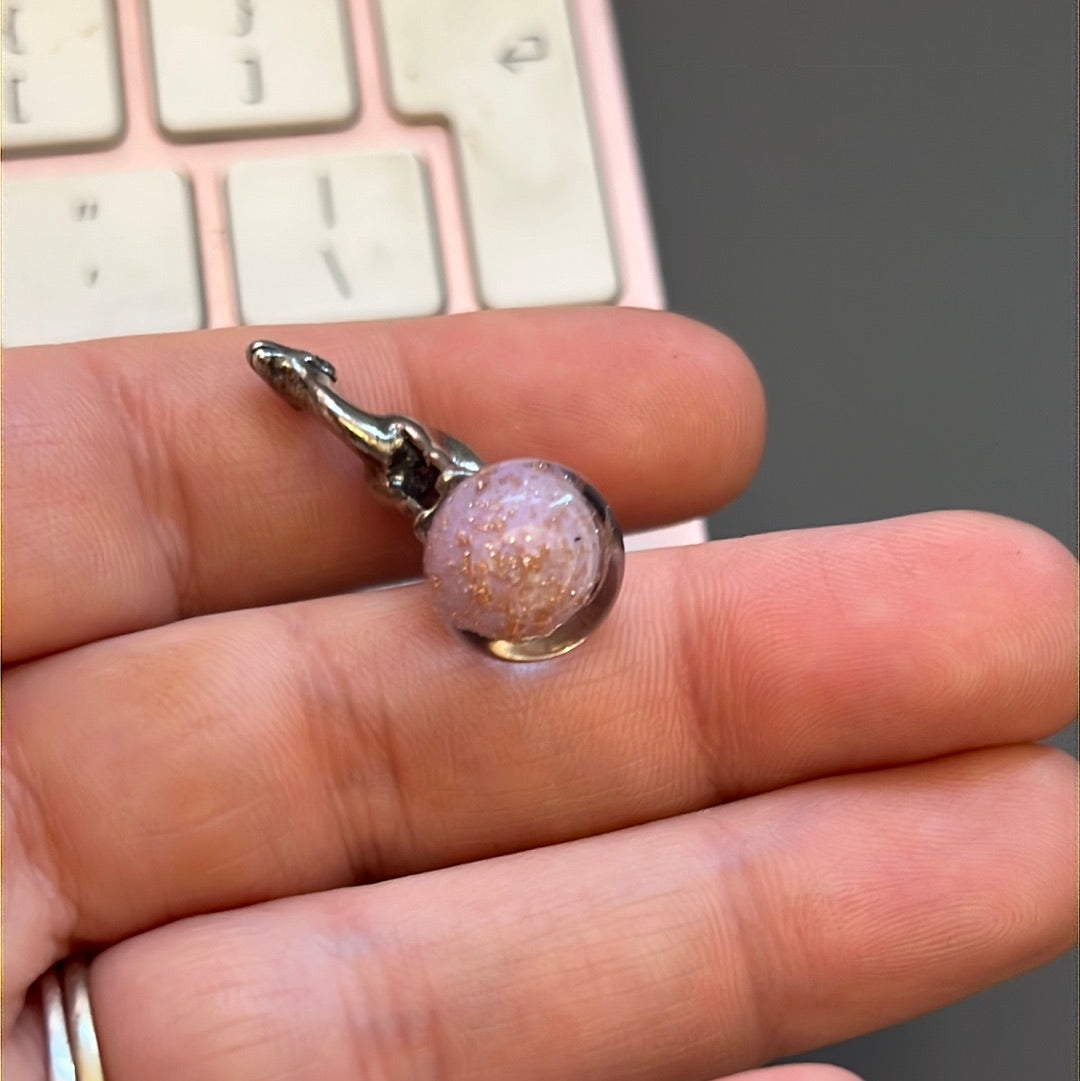 Genuine Trollbeads Camel on Pink Gold Glitter Murano Ball Charm