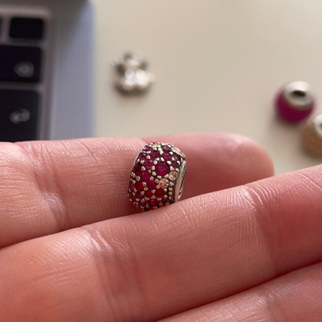 Genuine Chamilia Pink and Clear Pave Ball Charm