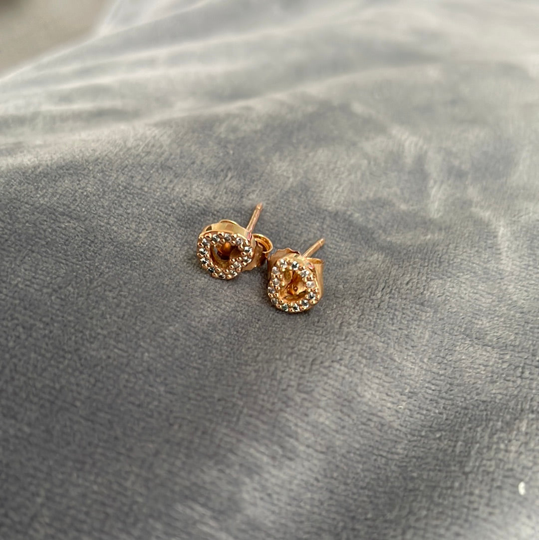 Genuine Pandora Rose Gold Pave Heart Stud Earrings