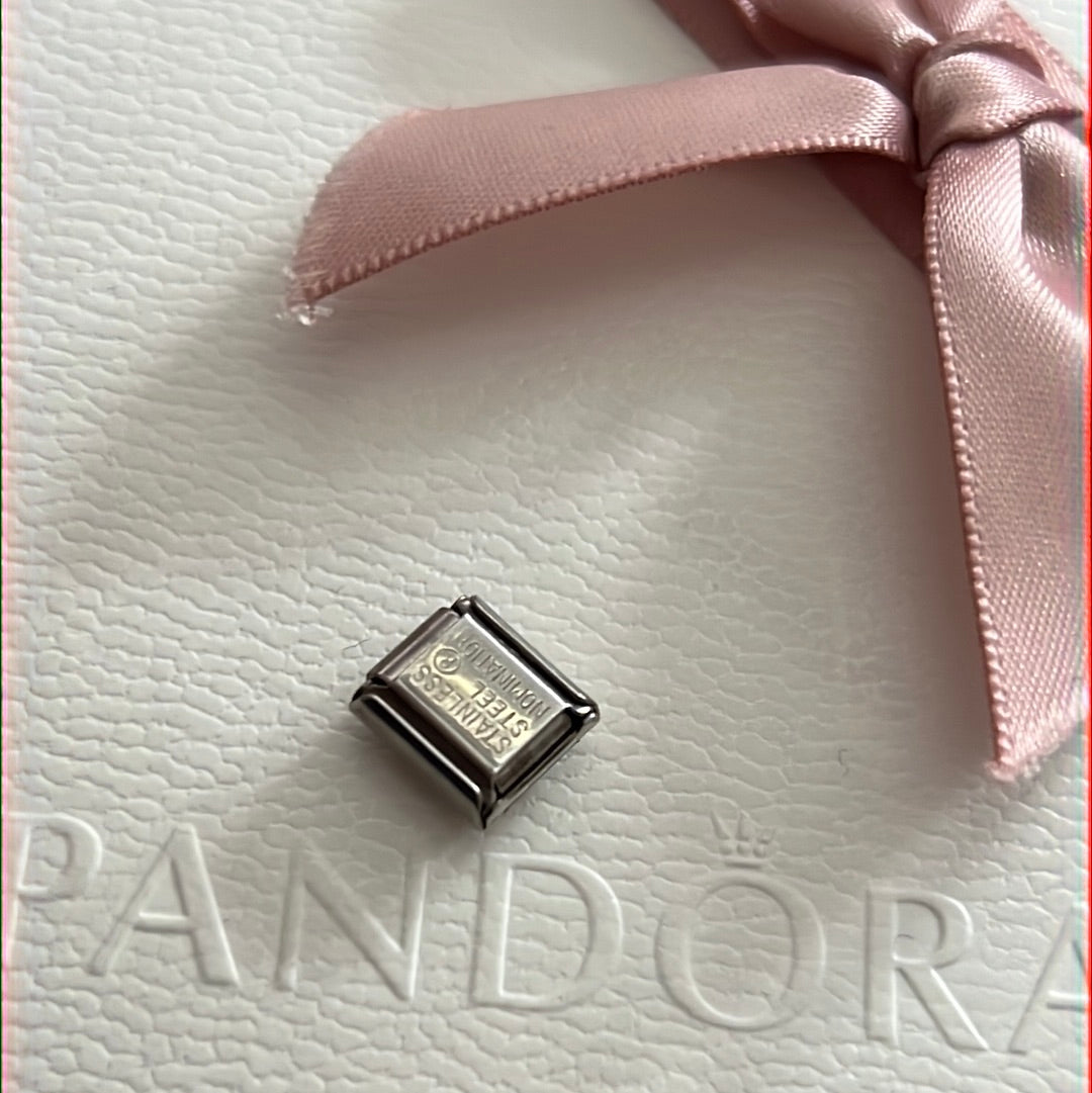Genuine Nominations Silver Link Charm Rose Gold Accent Heart