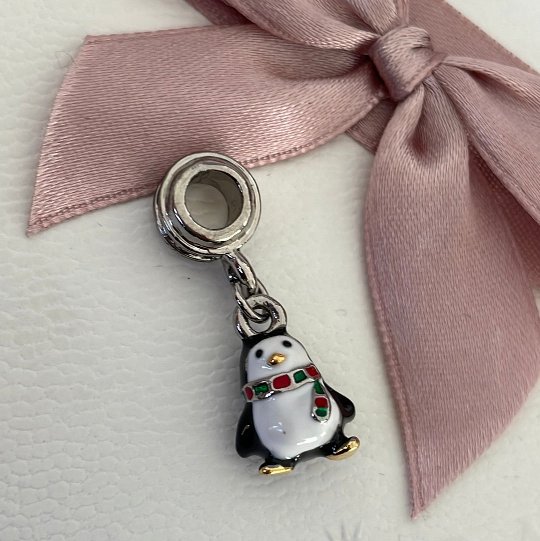 Christmas Penguin Enamel With Dangle Charm
