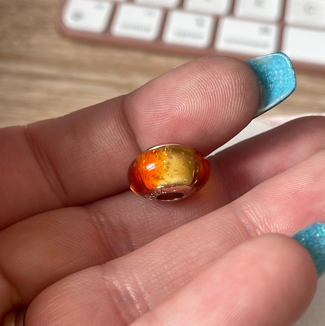 Genuine Pandora Rose Gold Sunset Glitter Murano Charm