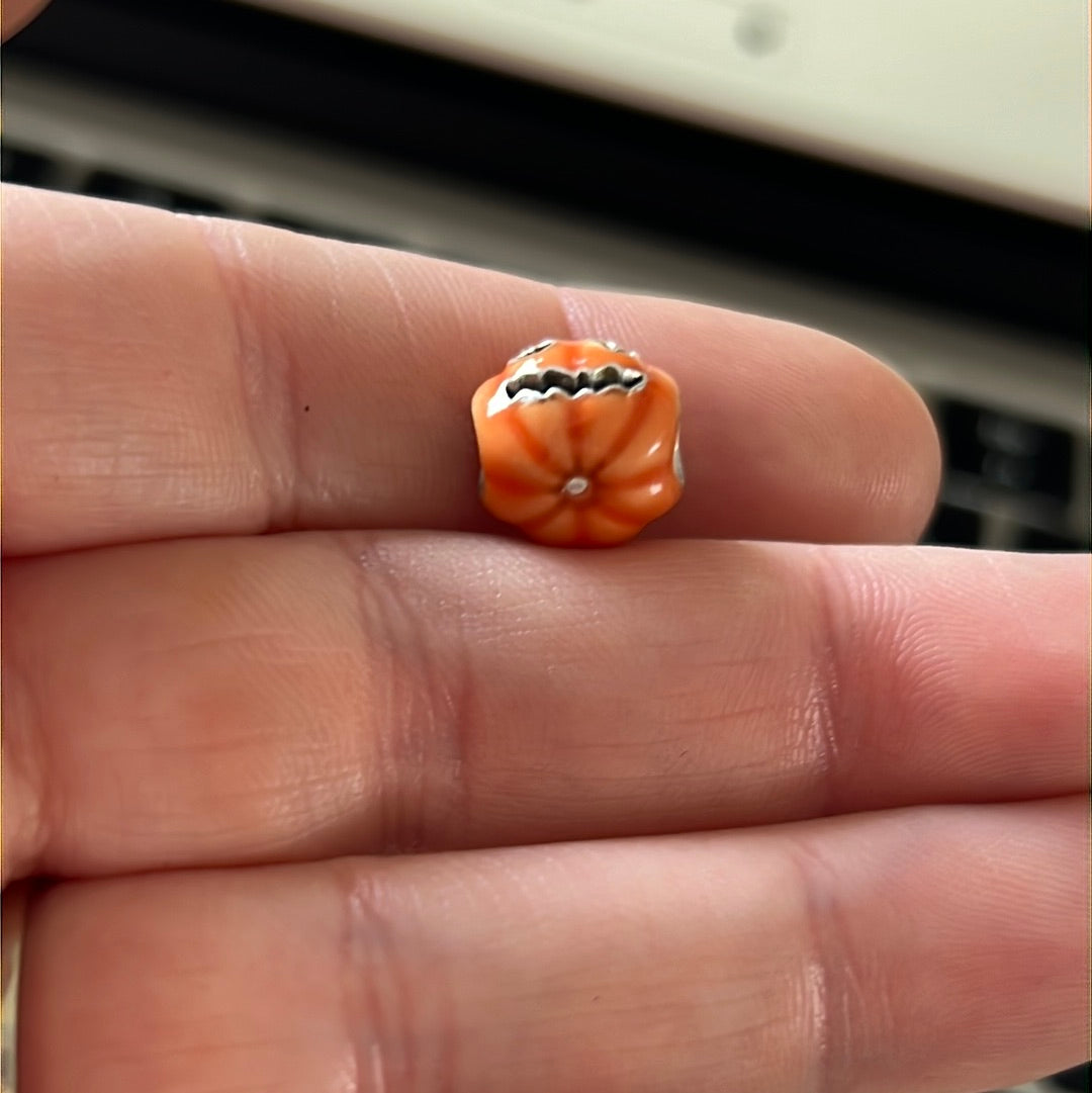 Genuine Pandora Pumpkin Halloween Charm Jack o Lantern Enamel New Style