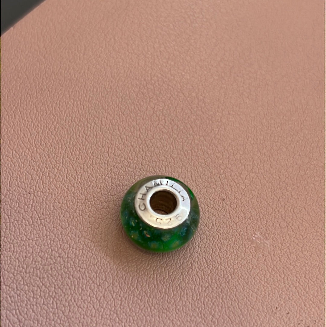 Genuine Chamilia Murano Green with Gold Diamonds