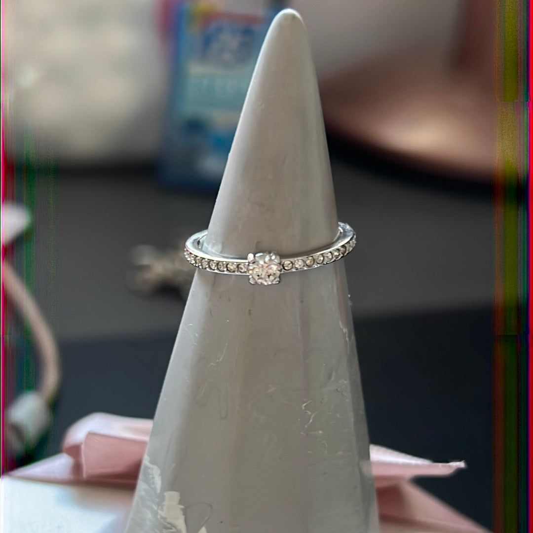 Copy of Unbranded Sterling Silver Pave Square Clear CZ Stone Ring Size 55