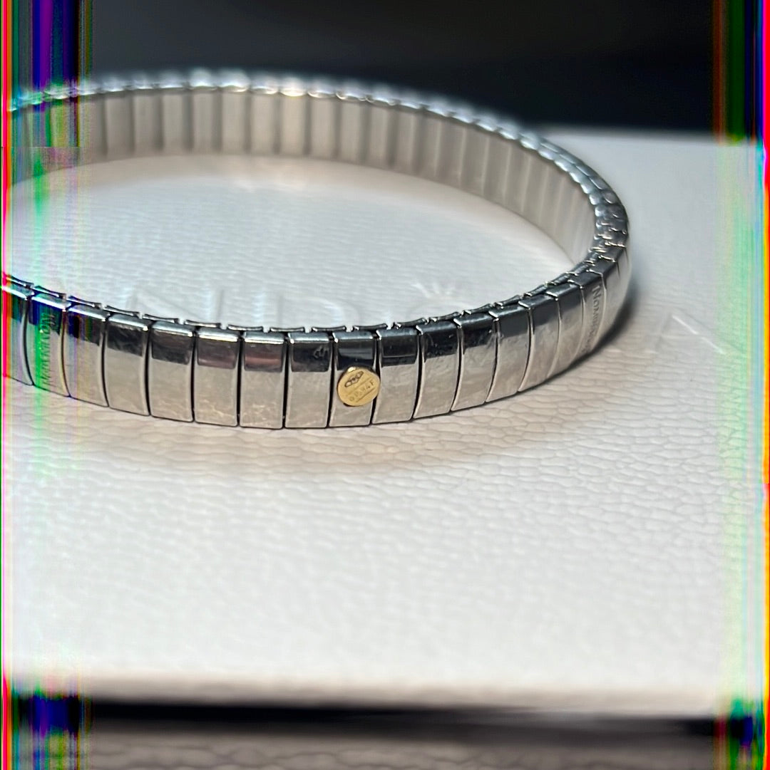 Genuine Nominations Sterling Silver Two Tone Amethyst Stretch Bracelet