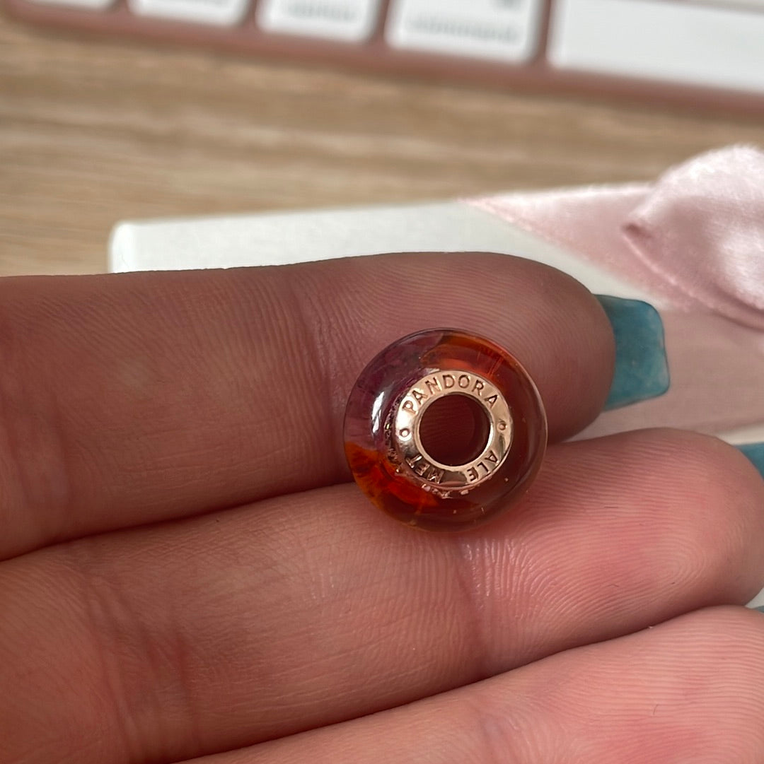 Genuine Pandora Rose Gold Sunset Glitter Murano Charm