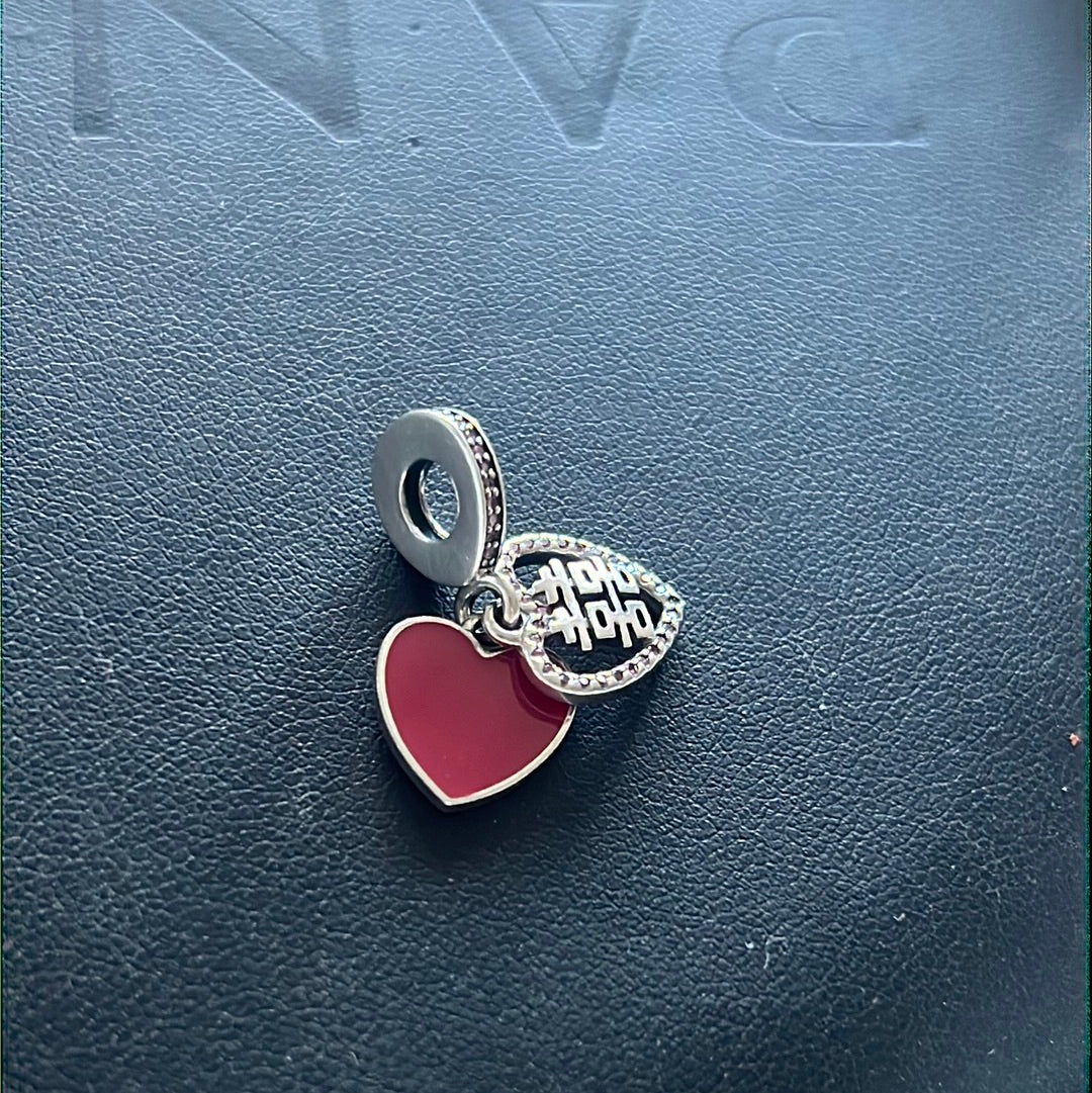 Genuine Pandora Love Chinese Pave Enamel Symbol Dangle Charm