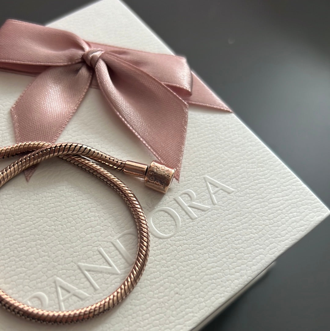 Genuine Pandora Rose Gold Smooth Snake Chain 21cm New Style