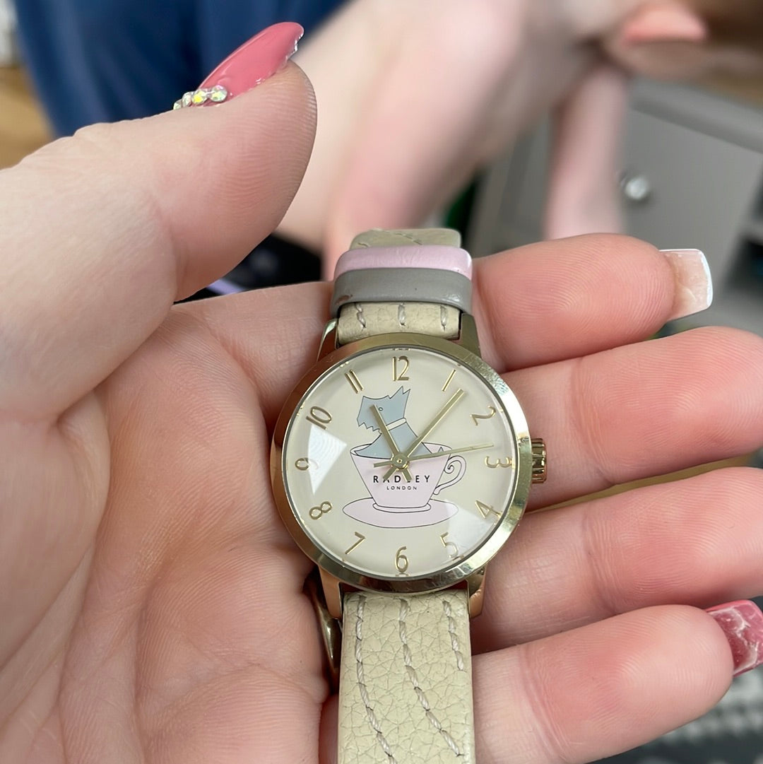 Genuine Radley Gold Watch Scottie Dog In a Teacup Watch READ DESCRIPTION