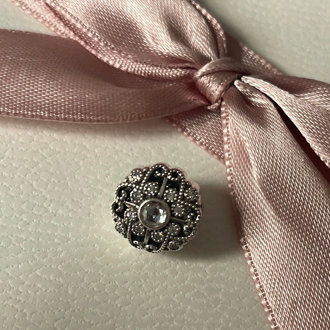 Genuine Pandora Pave Flower Cz Beautiful Open work