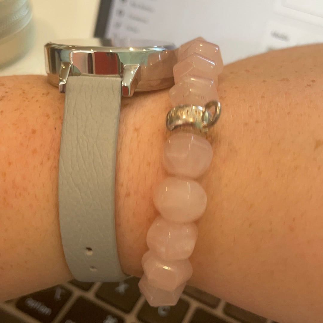 Genuine Thomas Sabo Sterling Silver  Charm Clasp Rose Quartz Bracelet Large