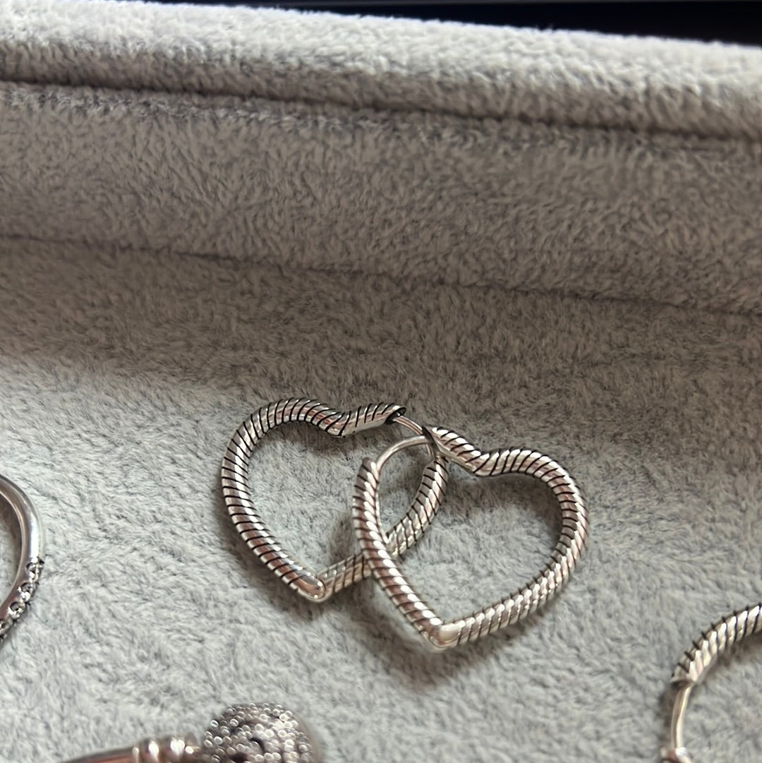 Genuine Pandora Snake Heart Hoop Earrings
