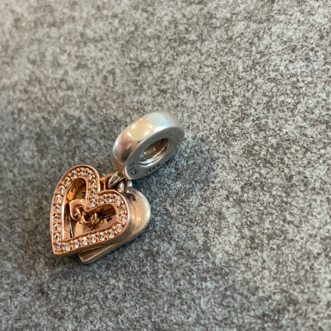 Genuine Pandora Dangle Heart Pave Charm All of me loves all of you