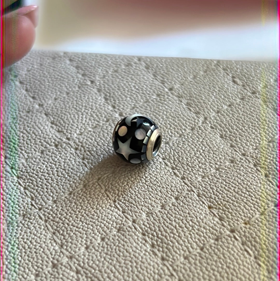 Genuine Pandora Mosaic Moon and Star Pearlescent Charm