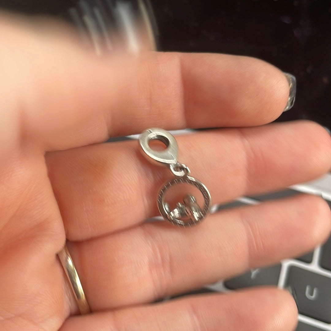 Genuine Pandora Mother and Baby Bird Pave Dangle