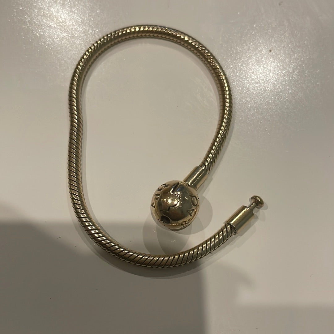 Genuine Pandora Yellow Shine Gold Smooth Snake Chain 19cm New Style