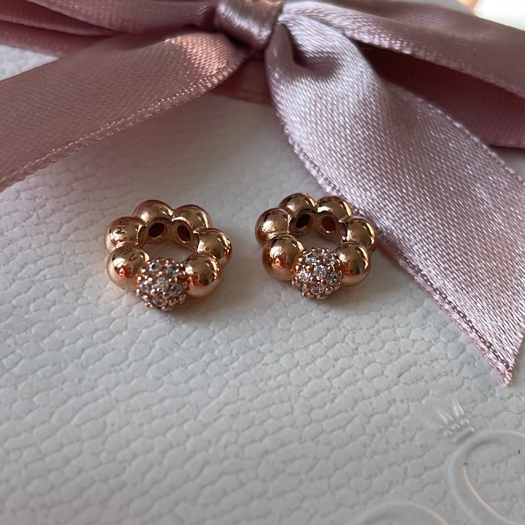 Genuine Pandora Pave Rose Gold Bobble Spacer x1